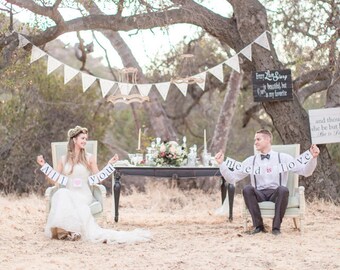 Boho wedding, ivory fabric bunting, wedding garland