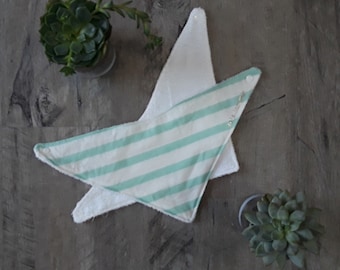mint & ivory striped bandana bib