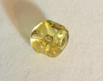 Yellow Flower Shape Swirlback Charmstring Glass Antique Button Old Small