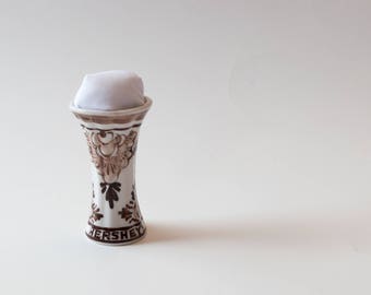 Mini Ceramic Vase Pin Cushion, Pincushion, Chocolate, White, Brown, Unique