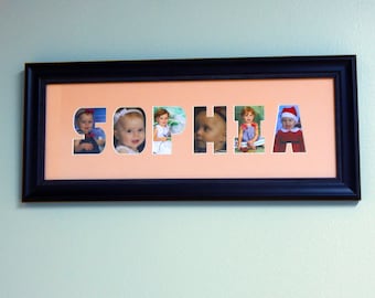 Custom Personalized Child's Name Picture Mat and Frame