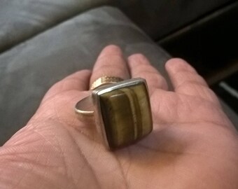 sterling silver tigers eye stone ring