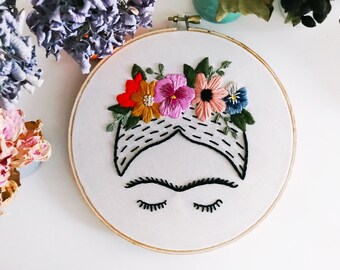 Frida Kahlo Embroidery Art 6" hoop