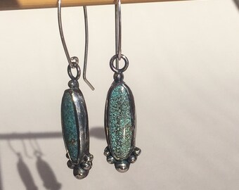 Sterling Silver & Hubei Turquoise Earrings
