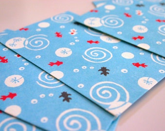 Mini Koi Pond Envelope - Japanese motif mini envelopes (5 envelopes 2-5/8" x 2" )