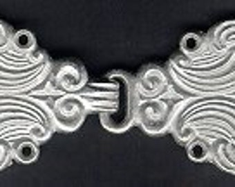 BC06 - Ornate Matte Silver Finish Cloak or Cape Clasp