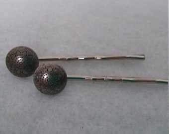 Metal Button Bobby Pins