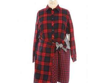 Plus Size Plaid Shirt Dress
