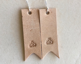 Bee stamped leather earrings