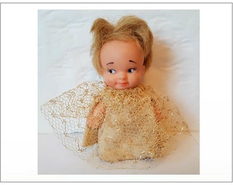 Uneeda PEE WEE Doll w/ original dress Hong Kong vintage 1960's 1965 - 3" - 4"