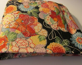 Japanese Fabric "Furoshiki" Scarf with Chrysanthemum Print, 20" x 20"