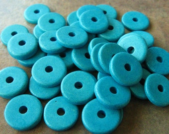10 Sky Blue Mykonos Greek Ceramic Beads 13mm Round Beads