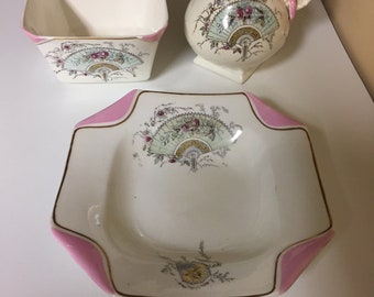 3 Piece Set of English STAFFORDSHIRE BONE CHINA - c. 1882