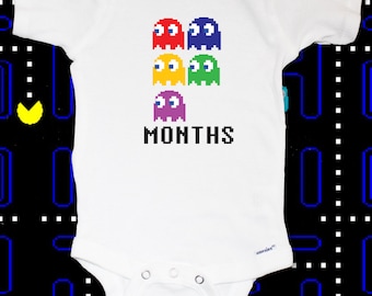 Pac-man Monthly Gamer Baby Onesie Set, 12 Month Set