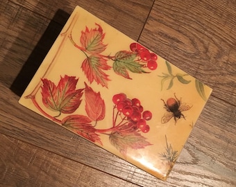 Vintage Reuge music box, Swiss Musical Movement, plays The Entertainer, Berries and bees,