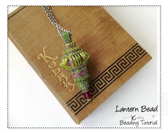 Peyote Stitch Pendant Beading Pattern and Tutorial Beaded Ornament Beadweaving Instructions DIY Seed Bead Jewelry Download Patterns LANTERN