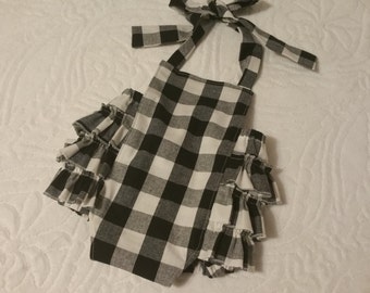 Baby Romper, Bubble Romper, Spring Romper, Baby Girl Romper, Buffalo Check Romper, Toddler Romper