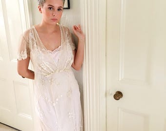 Edwardian Lace Wedding Dress. Titanic Era Dress. Brussels Lace Gown. Bohemian Bridal Gown. Unique Belle Epoque Gown. Ethereal Wedding