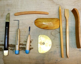 Handmade Woodenribs Pottery Tools SET of 9
