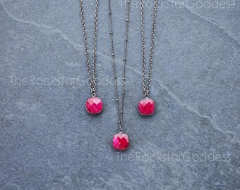 Gunmetal Ruby Necklace / Ruby Pendant / Ruby Jewelry / Ruby Pendant / Gunmetal Ruby Jewelry