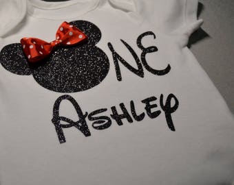 Baby minnie mouse birthday bodysuit