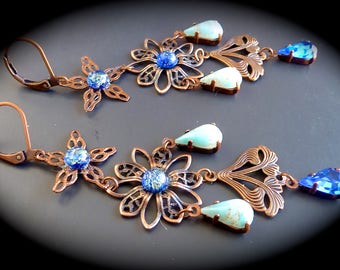 Fine "opals... powder" Retro-Bohemian earrings