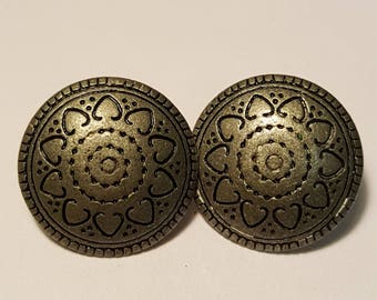 Set of Two Vintage Pewter Buttons