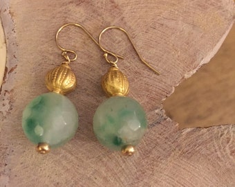 Jade and German Gold Earrings