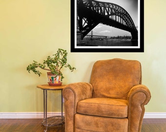 Vintage Fine Art Print - 1930's - black and white - Hell Gate Bridge, Queens, NY, gift ideas, present, home office wall decor