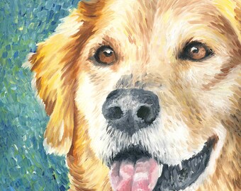 Golden Retriever Giclée Art Print of Oil Painting - 8 x 8"