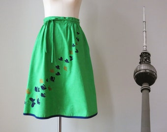 Green 70s Miss Shaheen Hawaii Wrapskirt butterflies S