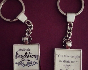 Pride and Prejudice Jane Austen quote keychain -choose one
