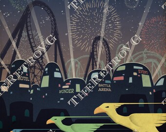 Final Fantasy VII Gold Saucer Travel Poster
