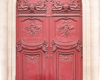 Paris Photography, Red door, Paris Decor, paris print, Door in Paris, France, red wall art, paris print, parisian decor