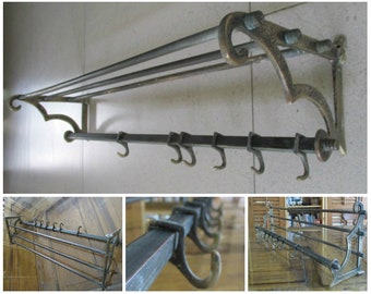 Vintage brass kitchen rack , kitchen shelf ,pot rack, kitchen furniture , Israel 1940s-50s.