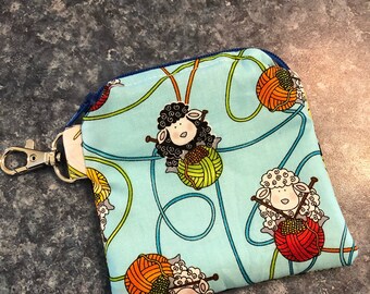 Notions pouch, Mini Notion Bag, Zippered Notion Bag, Small Notion Bag, Stitch Marker Bag