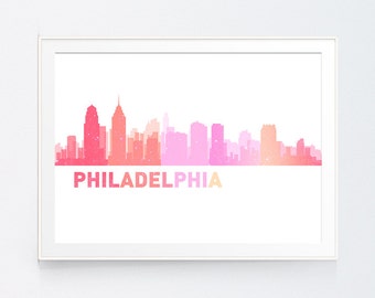 Philadelphia Skyline, Philadelphia Pennsylvania, Cityscape Art Print, Map Art, Philadelphia Poster, Philadelphia Art, INSTANT DOWNLOAD
