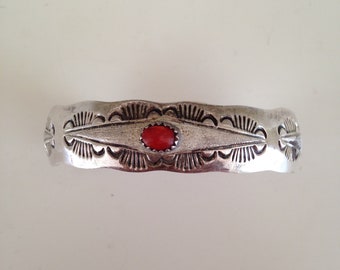 Sterling silver and coral cuff
