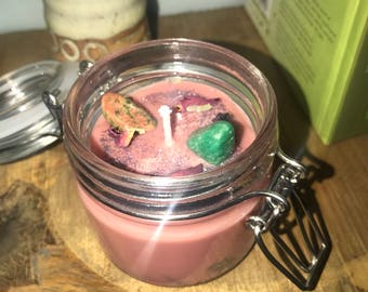 Raspberry crystal candle