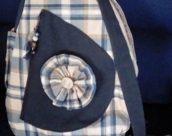 Blue plaid backpack