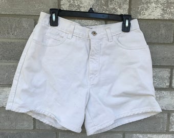 90s white denim london high waisted shorts size 12