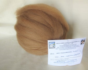4 oz Medium Fawn Alpaca SUPERFINE (Gladiola) Roving - for Spinning, Nuno Felting or Needlefelting