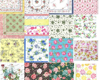 Decoupage Napkins, Paper napkins, Decoupage, Small Roses, Roses Pattern, Red Roses, Blue Roses, Small Leaves, tinny roses, tinny pattern,