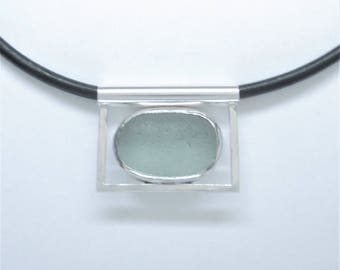 Sea Glass Jewelry - Sterling Seafoam Scottish Sea Glass Necklace