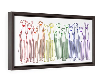 Greyhound Art Print, Greyhound Print, Cute Greyhound, Framed Canvas Print, Colorful Greyhounds, Greyhound Gift, Greyhound Adoption, Rainbow