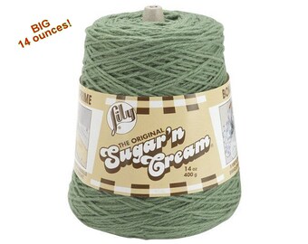 SAGE 14oz Sugar N Cream Cotton Cone yarn Cotton Yarn, Green cotton dish cloth yarn, Lily Sugar N Cream cotton Cone, Dusty Green cotton <