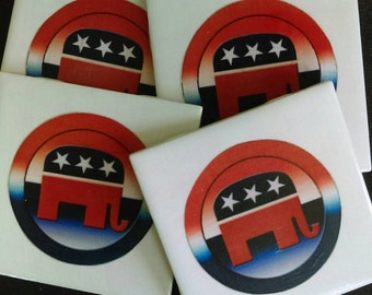 Republican Logo Set of Drink Coasters Great Gift Idea!
