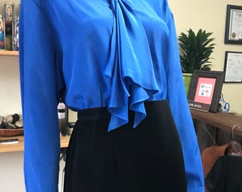 Blue Ascot Blouse Size Medium