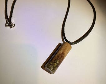 Wood pendant and resin necklace