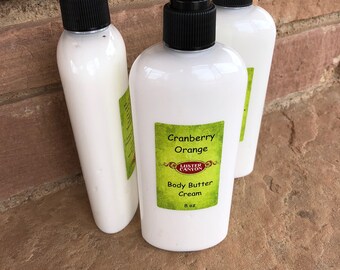Cranberry Orange Body Butter Cream, 8 ounce, Pump Bottle